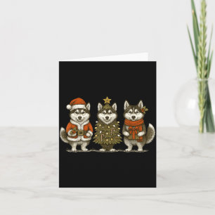 Siberian Husky Christmas Lights Dog Lover Xmas Paj Card
