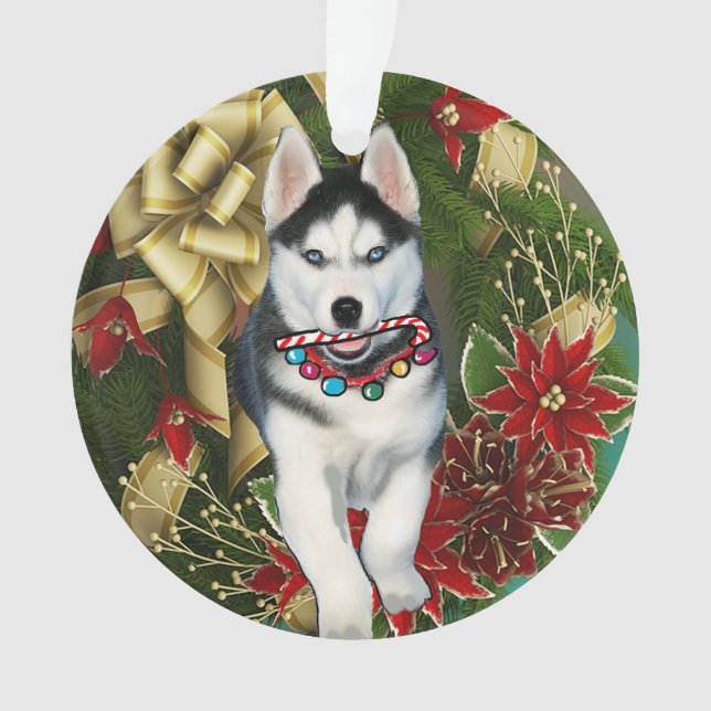 Siberian Husky Christmas ornament (Front)
