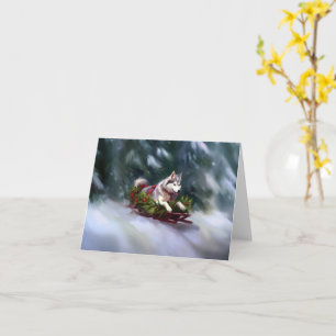 Siberian Husky Christmas snow winter Card
