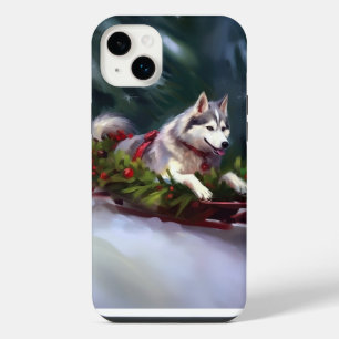 Siberian Husky Christmas snow winter iPhone 14 Plus Case