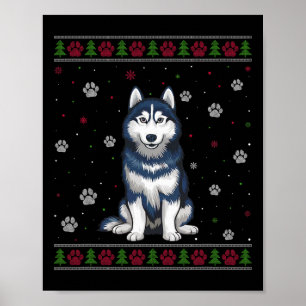 Siberian Husky Christmas Sweater Xmas Pet Animal D Poster