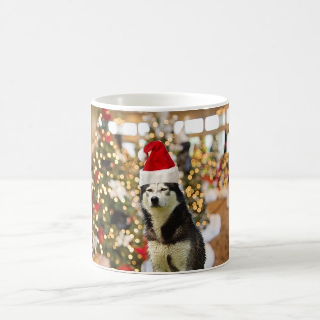 Siberian Husky Christmas Tree Hat Coffee Mug 11 oz (Center)