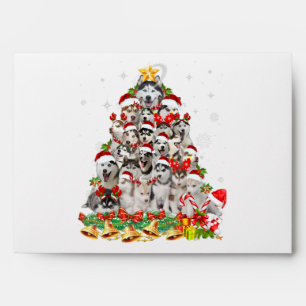 Siberian husky christmas tree lights dog xmas envelope