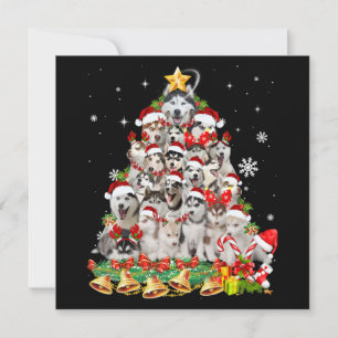 Siberian husky christmas tree lights dog xmas invitation