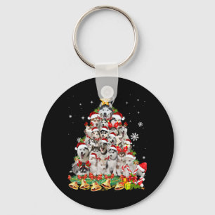Siberian husky christmas tree lights dog xmas key ring