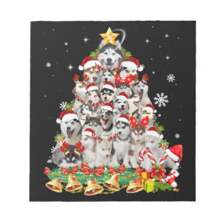 Siberian husky christmas tree lights | dog xmas notepad