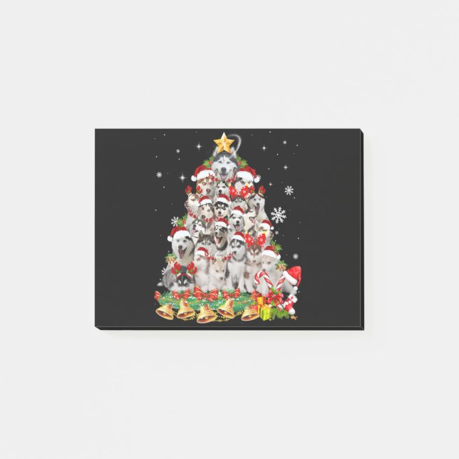 Siberian husky christmas tree lights | dog xmas post-it notes (Front)