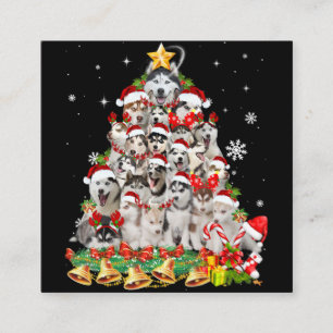Siberian husky christmas tree lights   dog xmas square business card