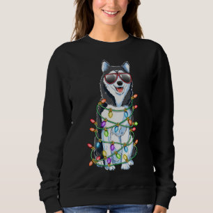 Siberian Husky Christmas Tree Lights Santa Xmas Gi Sweatshirt