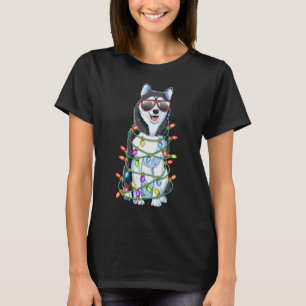Siberian Husky Christmas Tree Lights Santa Xmas Gi T-Shirt