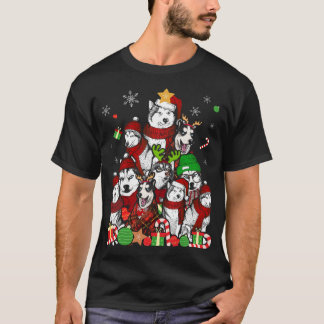 Siberian Husky Christmas Tree T Shirt Xmas Gift Do