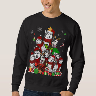 Siberian Husky Christmas Tree T Shirt Xmas Gift Do