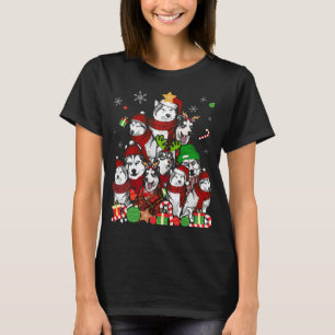 Siberian Husky Christmas Tree T Shirt Xmas Gift Do