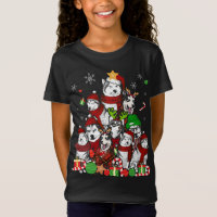 Siberian Husky Christmas Tree T Shirt Xmas Gift Do