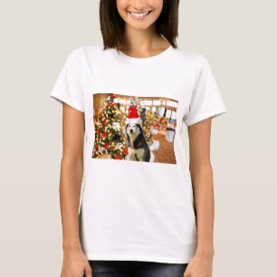Siberian Husky Christmas Tree Tees Tshirt