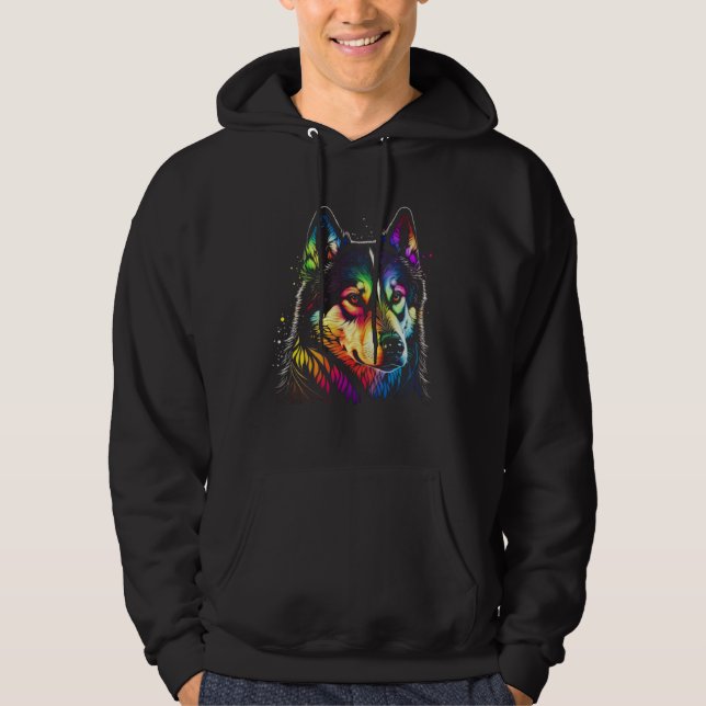 Siberian Husky  Colorful Dog Mom Dad Men Women Hoodie (Front)