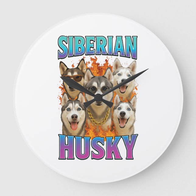 Siberian Husky Copy Large Clock (Front)