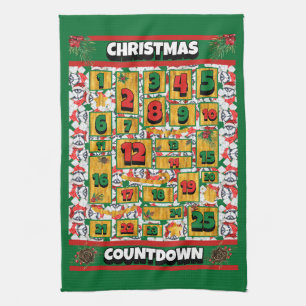 Siberian Husky Countdown Christmas Advent Calendar Tea Towel