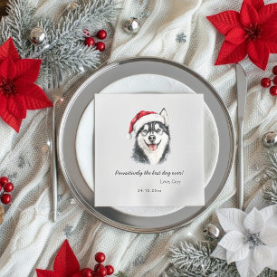 Siberian Husky Custom Pet Christmas Wedding  Napkin