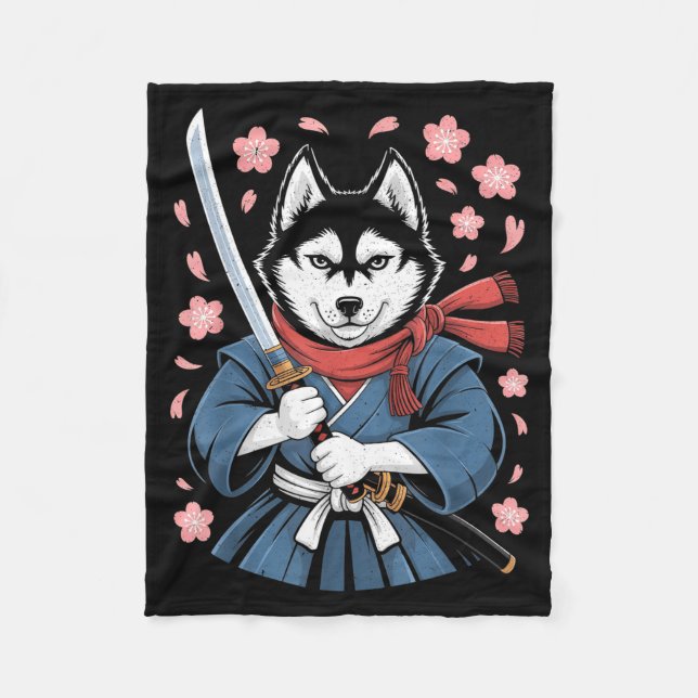 Siberian Husky Dad Cute Japanese Anime Stuff Samur Fleece Blanket (Front)