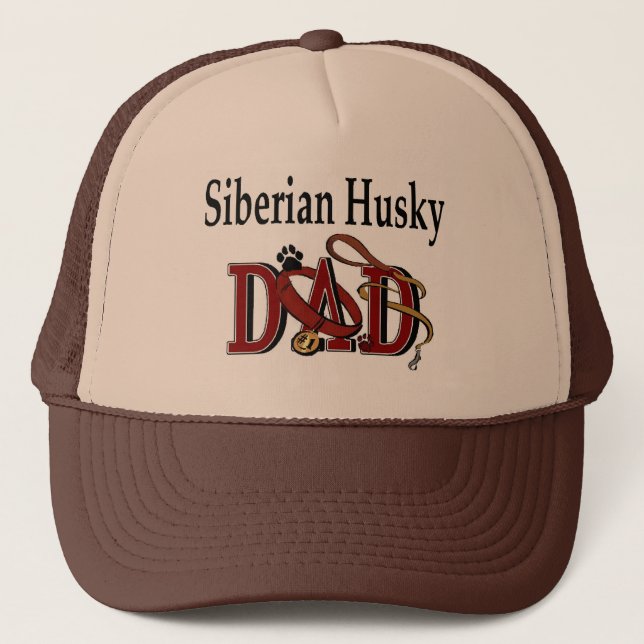 Siberian Husky Dad Gifts Trucker Hat (Front)