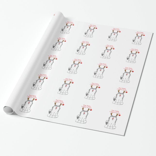 Siberian Husky Dear Santa.... Wrapping Paper (Unrolled)