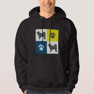 Siberian Husky Dog & Paw Repeating Blue & Ye Hoodie
