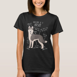 Siberian Husky Dog Anatomy  Grey Gray Pet Mom Cute T-Shirt