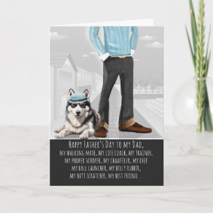 Siberian Husky Dog and Dad Funny Father's Day Holiday Card