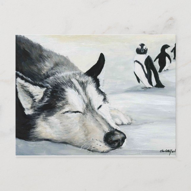 Siberian Husky Dog Art Postcard (Front)