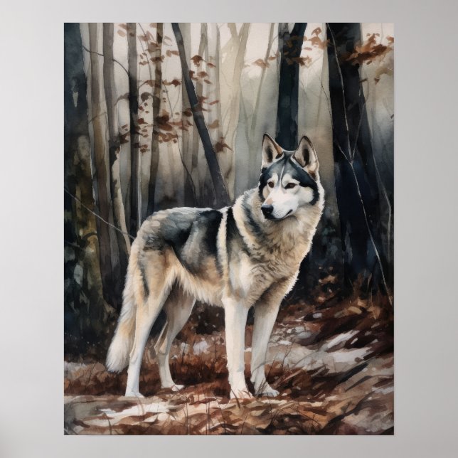 Siberian Husky Dog Art Print Poster (Front)