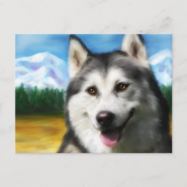 Siberian Husky Dog Art - Solar Postcard (Front)