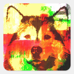 Siberian Husky Dog Art Square Sticker