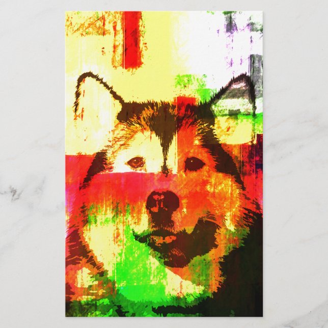 Siberian Husky Dog Art Stationery (Front)