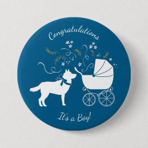 Siberian Husky Dog Baby Shower 7.5 Cm Round Badge