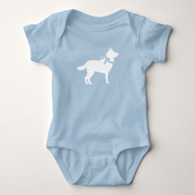 Siberian Husky Dog Baby Shower Bodysuit (Front)