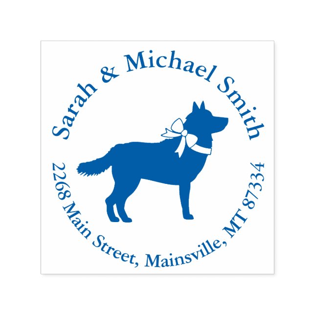 Siberian Husky Dog Baby Shower Puppy Blue Boy Self-inking Stamp (Design)