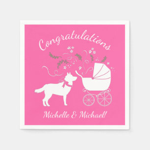 Siberian Husky Dog Baby Shower Puppy Pink Girl Napkin