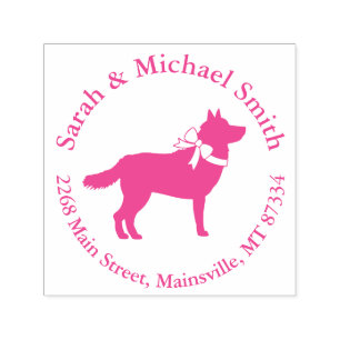 Siberian Husky Dog Baby Shower Puppy Pink Girl Self-inking Stamp