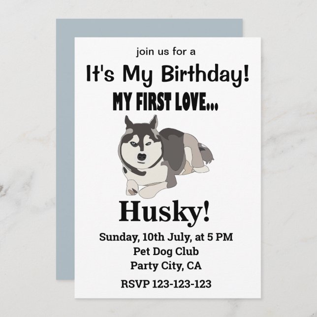 Siberian Husky Dog Birthday Siberian Husky Invitation (Front/Back)