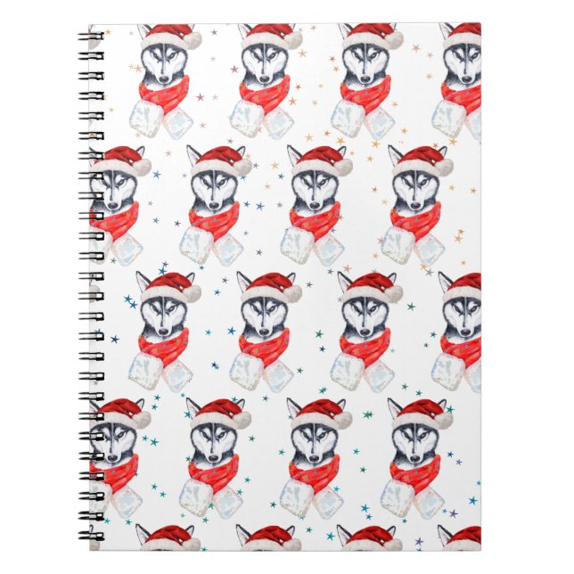 Siberian Husky Dog Breed Christmas Stars Notebook (Front)