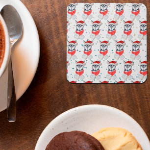 Siberian Husky Dog Breed Christmas Stars Square Paper Coaster