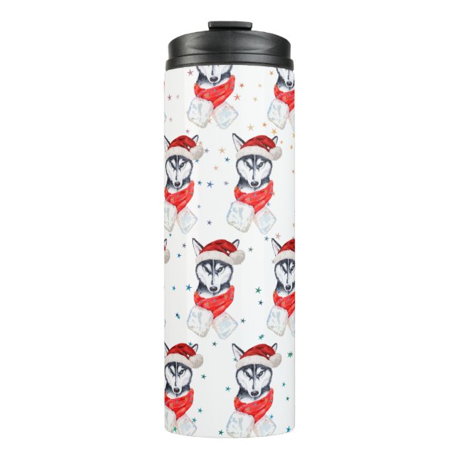 Siberian Husky Dog Breed Christmas Stars Thermal Tumbler (Front)