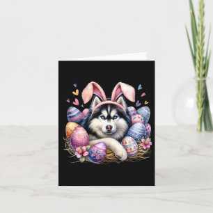 Siberian Husky Dog Bunny Ears Easter Day  Card