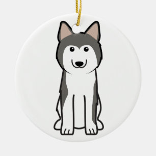 Siberian Husky Dog Cartoon Ceramic Tree Decoration