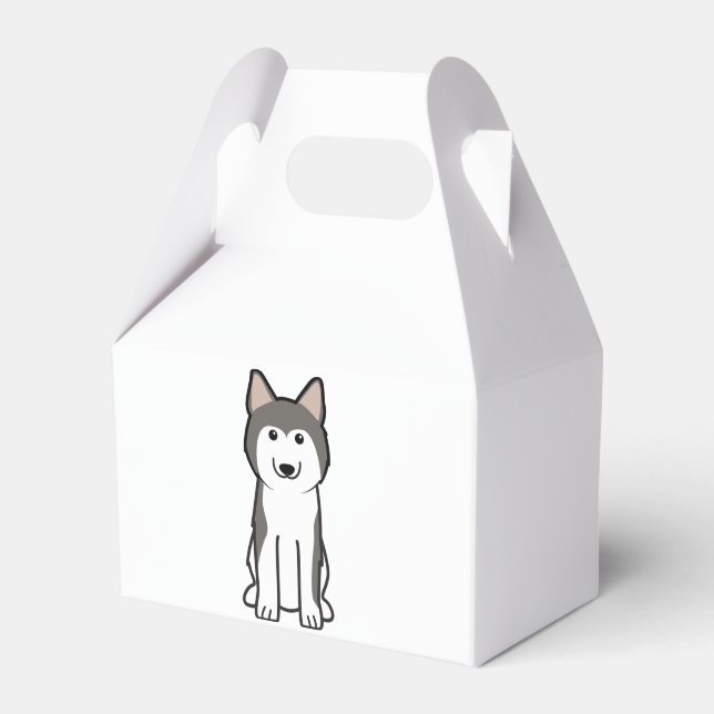 Siberian Husky Dog Cartoon Favour Box (Front Side)