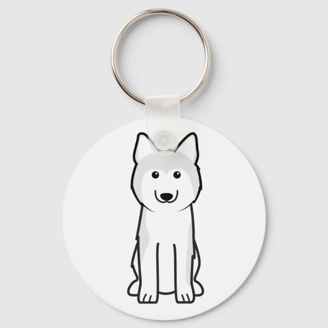 Siberian Husky Dog Cartoon Key Ring (Front)