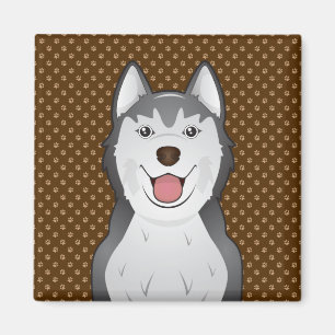 Siberian Husky Dog Cartoon Paws Magnet