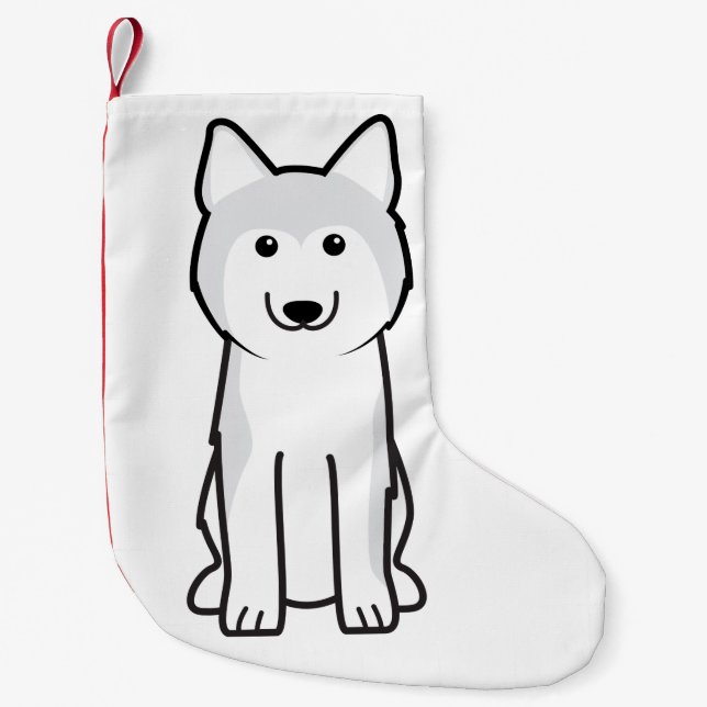 Siberian Husky Dog Cartoon Small Christmas Stocking (Front)