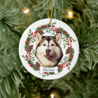 Siberian Husky dog Ceramic Tree Decoration